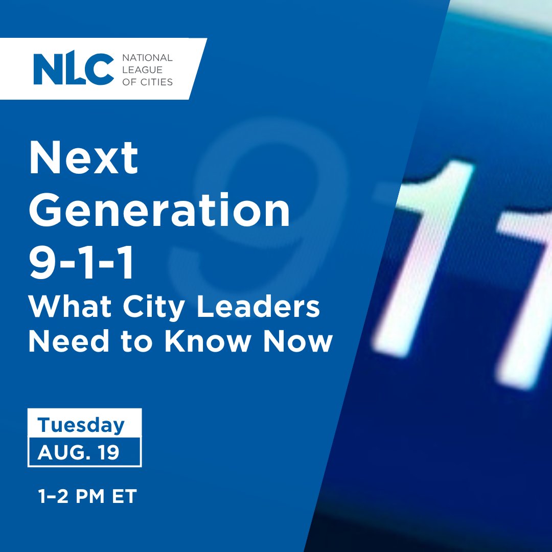 🚨 Aug. 19 at 1 PM ET! Sign up for the upcoming webinar “Next Generation 9-1-1: What City Leaders Need to Know Now.” 🚨

City leaders play a critical role in modernizing emergency communications infrastructure. In this webinar, top experts from the National Emergency Number