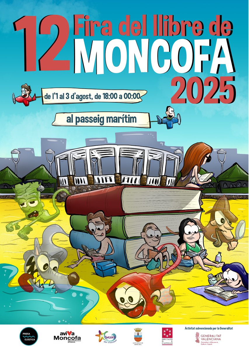 Els #llibres Bullents se'n van a la mar! Un any més, una cita que s'ha convertit en un un clàssic de l'estiu: la Fira del Llibre de Moncofa.  🏖️📚📖🏖️
Des del divendres 1 fins al diumenge 3 d'agost.