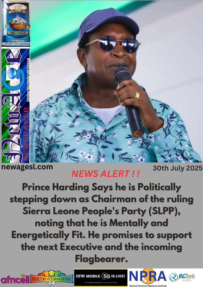 thomasdixon (@thomasd05987132) on Twitter photo Outgoing Chairman of the ruling #SLPP, #PrinceHarding says despite he is stepping down as Chair of the party, he is still fit mentally and energetically, promising his support for the new executive and the in coming Flagbearer of their party
<a href="/julius_maadabio/">Julius Maada Bio</a> <a href="/VP_Jalloh/">Dr. Mohamed Juldeh Jalloh</a> <a href="/dsengeh/">David Moinina Sengeh</a> Outgoing Chairman of the ruling #SLPP, #PrinceHarding says despite he is stepping down as Chair of the party, he is still fit mentally and energetically, promising his support for the new executive and the in coming Flagbearer of their party
<a href="/julius_maadabio/">Julius Maada Bio</a> <a href="/VP_Jalloh/">Dr. Mohamed Juldeh Jalloh</a> <a href="/dsengeh/">David Moinina Sengeh</a>
