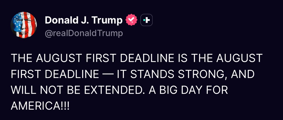📈ANALISI: "Trump annuncia il 1° agosto come 'grande giorno per l'America' e conferma scadenza per i dazi"