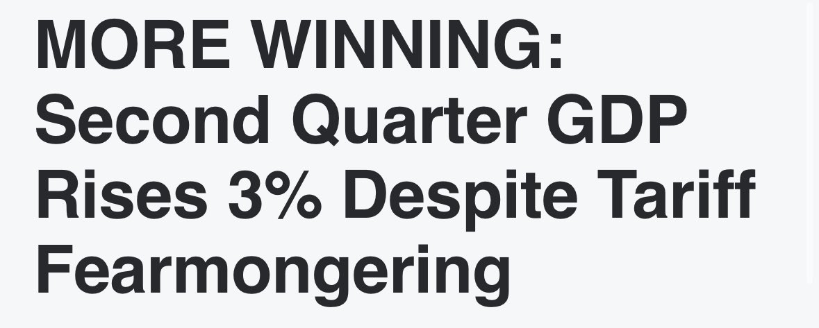 The “experts” were wrong again.

GDP rises 3% beating expectations!

President Trump’s economy is BOOMING! 🔥