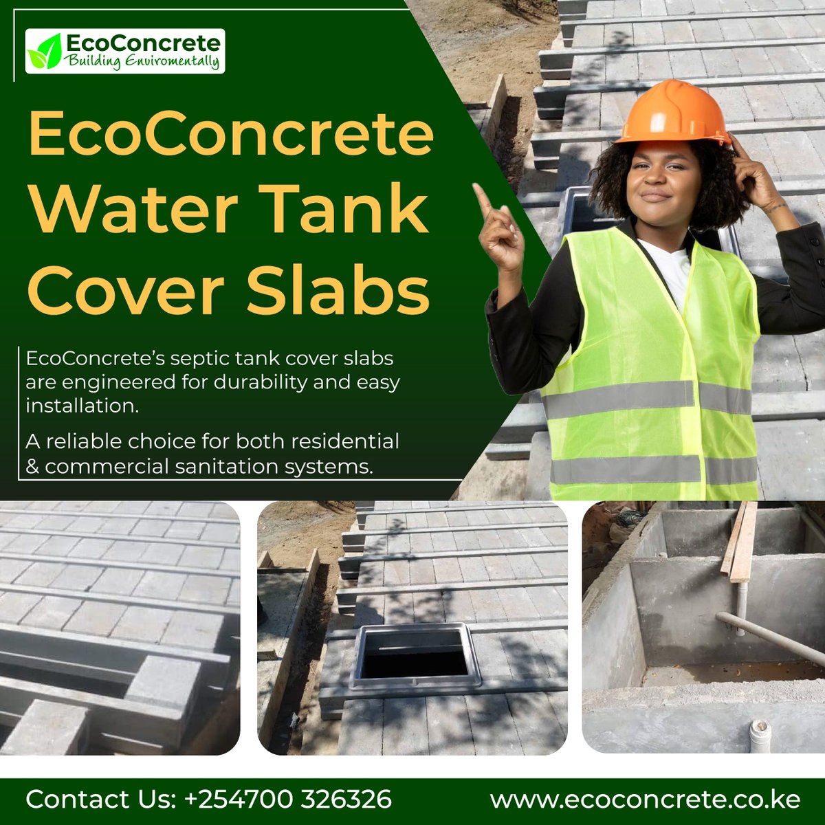 EcoConcrete’s ready precast system offers an ideal solution for septic tank covers due to its strength, durability, and ease of installation. Made from high-quality precast concrete components, the system provides a solid, load-bearing platform that can withstand heavy use and