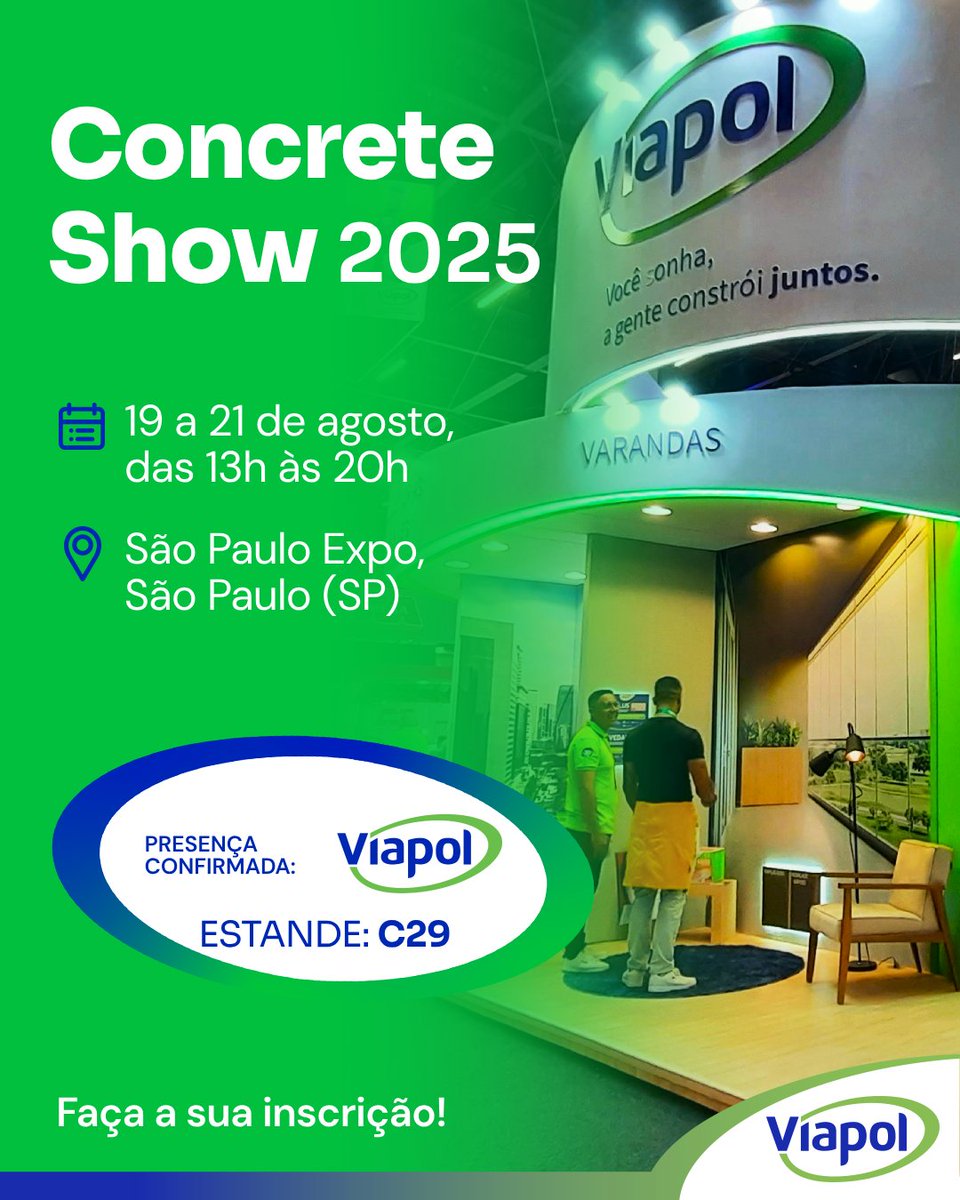 NOVIDADE: estaremos presentes na 16ª edição do Concrete Show South America! O evento acontece entre os dias 19 e 21 de agosto, no São Paulo Expo.

🔗 Inscreva-se: bit.ly/4lxMiCb

Venha nos visitar e conhecer de perto as soluções que preparamos. Estamos esperando por você