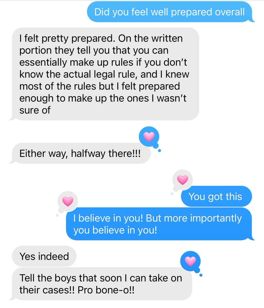 It’s day 2 of the bar exam. Making a wish on the big wishbone for a great day. 200 multiple choice questions await H. She’s feeling great about Day 1. Moose and Sammy will have a pro bone-o attorney! Go H!!