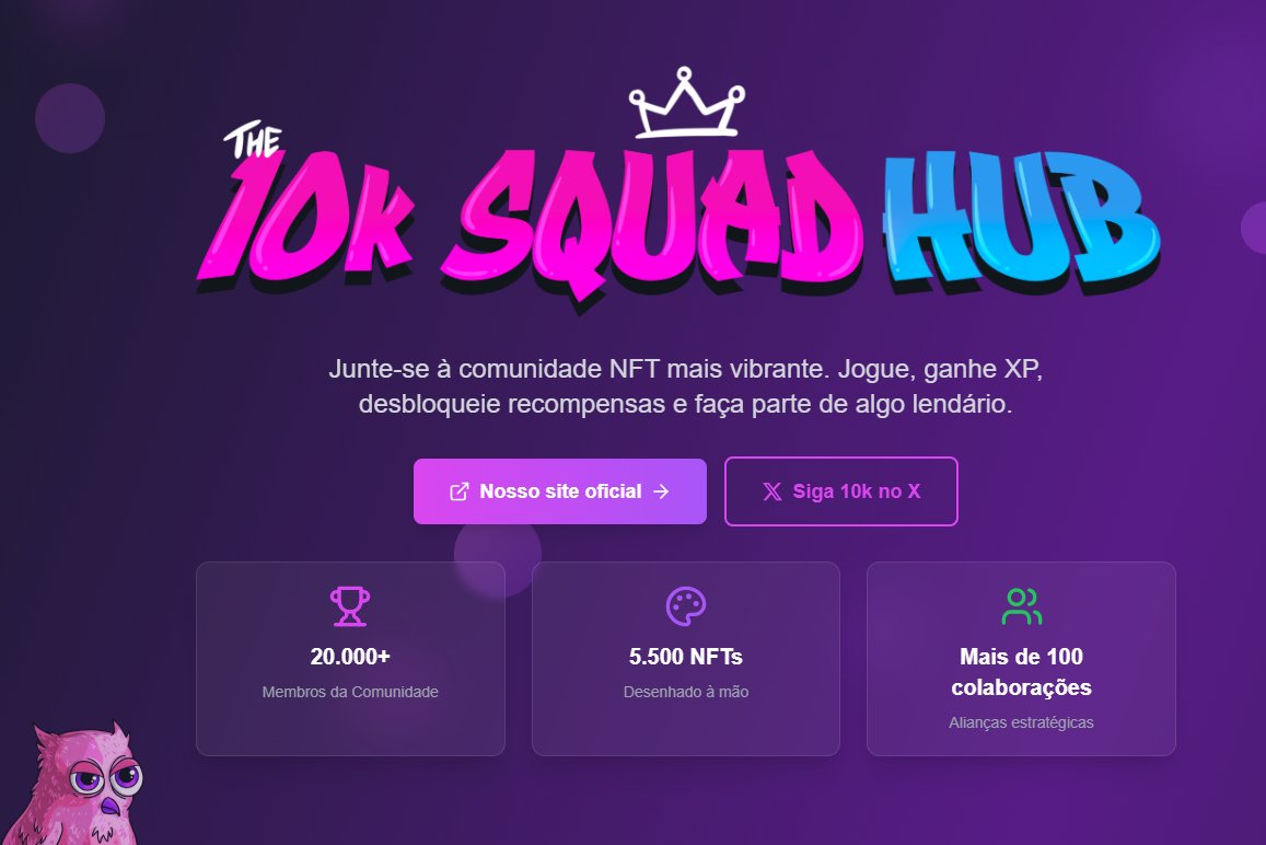 So, have you joined 10kHUB yet?
Hurry up to earn XP and become a legend!!!
Complete the tasks and increase your chances!!!
<a href="/the10kSquad/">The 10k Squad</a> e <a href="/monad/">Monad ⨀</a> always together!!!
.
INVITE HUB 👇
10ksquadhub.vercel.app/ref/nathcadihol
.
INVITE DISCORD
discord.gg/WhHyeKfx