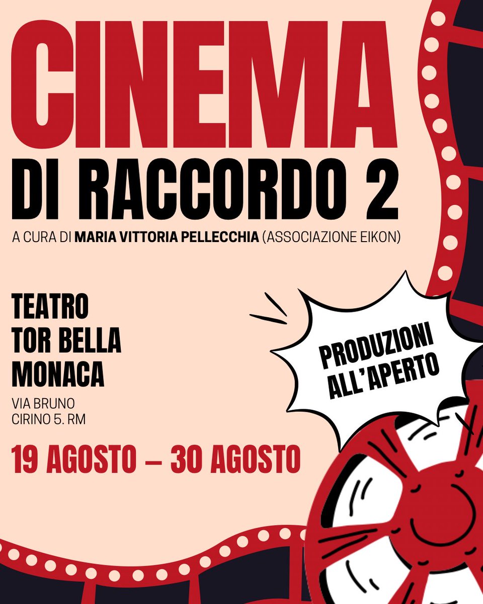 📽️ 𝗖𝗶𝗻𝗲𝗺𝗮 𝗱𝗶 𝗥𝗮𝗰𝗰𝗼𝗿𝗱𝗼 𝟮 – Il cinema all’aperto torna al Teatro Tor Bella Monaca

🌙 Siediti, guarda in alto… il film sta per cominciare.

🎫 𝗣𝗿𝗼𝗴𝗿𝗮𝗺𝗺𝗮 𝗰𝗼𝗺𝗽𝗹𝗲𝘁𝗼 𝘀𝘂𝗹 𝗻𝗼𝘀𝘁𝗿𝗼 𝘀𝗶𝘁𝗼: teatriincomune.roma.it/teatro-tor-bel…