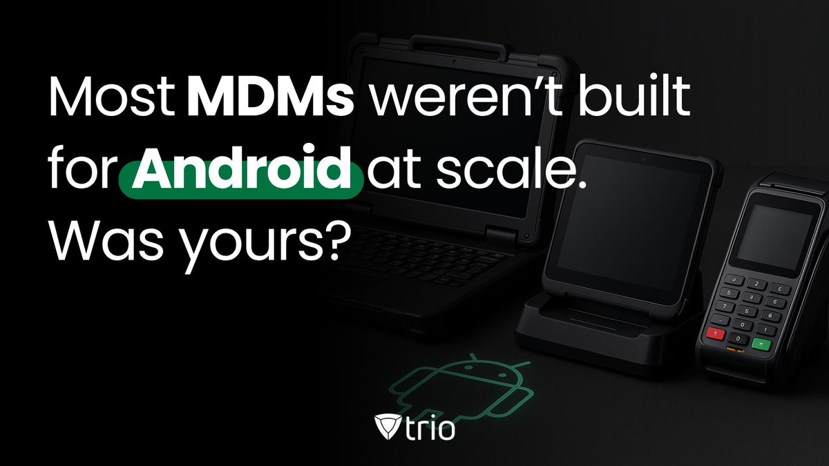triosoftinc's tweet image. Most MDMs weren’t built for Android at scale.
Was yours?

Trio handles:
📱 Android Enterprise
🔒 Kiosk &amp;amp; BYOD
📊 Live patch &amp;amp; monitoring

For real-world Android deployments.

Book your free demo | No credit card required:
hubs.li/Q03zvnnv0
#AndroidMDM #EMM