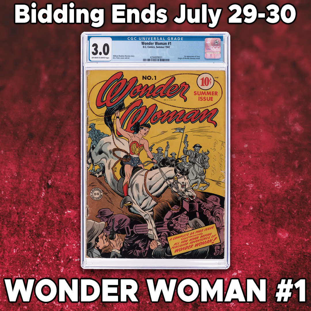 ENDING SOON! This is the perfect opportunity to get ahold of the first issue of Wonder Woman in her own title! Don't miss this! ow.ly/KRaT50WwOsO
Hake's, Established 1967. The First. The Best!
#wonderwoman #dccomics #comics #collectibles #auction