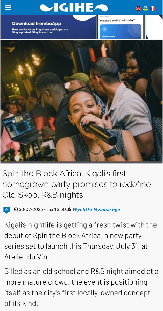 Paul Atwine (@paulatwine) on Twitter photo Introducing <a href="/SpinTheBlockAFR/">Spin The Block</a>
I am embracing this journey as a culturepreneur because why not have an home grown Oldskool and R&B experience 😮💨
Read all about what <a href="/BruceIntore/">Bruceintore</a> and I have been cooking 🔥| en.igihe.com/spip.php?page=… Introducing <a href="/SpinTheBlockAFR/">Spin The Block</a>
I am embracing this journey as a culturepreneur because why not have an home grown Oldskool and R&B experience 😮💨
Read all about what <a href="/BruceIntore/">Bruceintore</a> and I have been cooking 🔥| en.igihe.com/spip.php?page=…