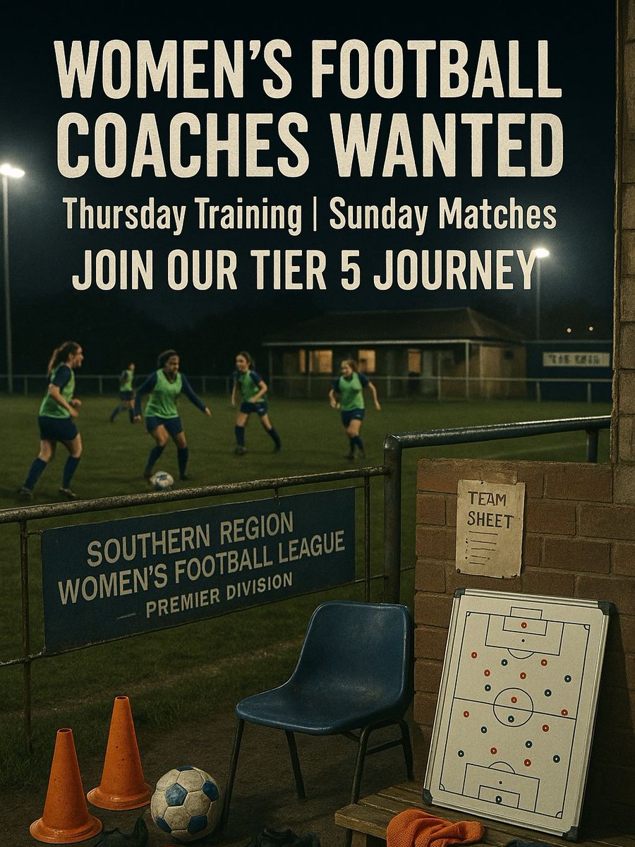 𝐖𝐎𝐌𝐄𝐍'𝐒 𝐅𝐎𝐎𝐓𝐁𝐀𝐋𝐋 𝐂𝐎𝐀𝐂𝐇𝐄𝐒 𝐖𝐀𝐍𝐓𝐄𝐃

Thursday Training - Sunday Matches

Join our T5 journey in the <a href="/SWRFL/">SWR</a> and develop your game as a coach.

Get in touch today with mark.rozzier@woodleyunitedfc.co.uk📲 

#WeAreUnited🩵