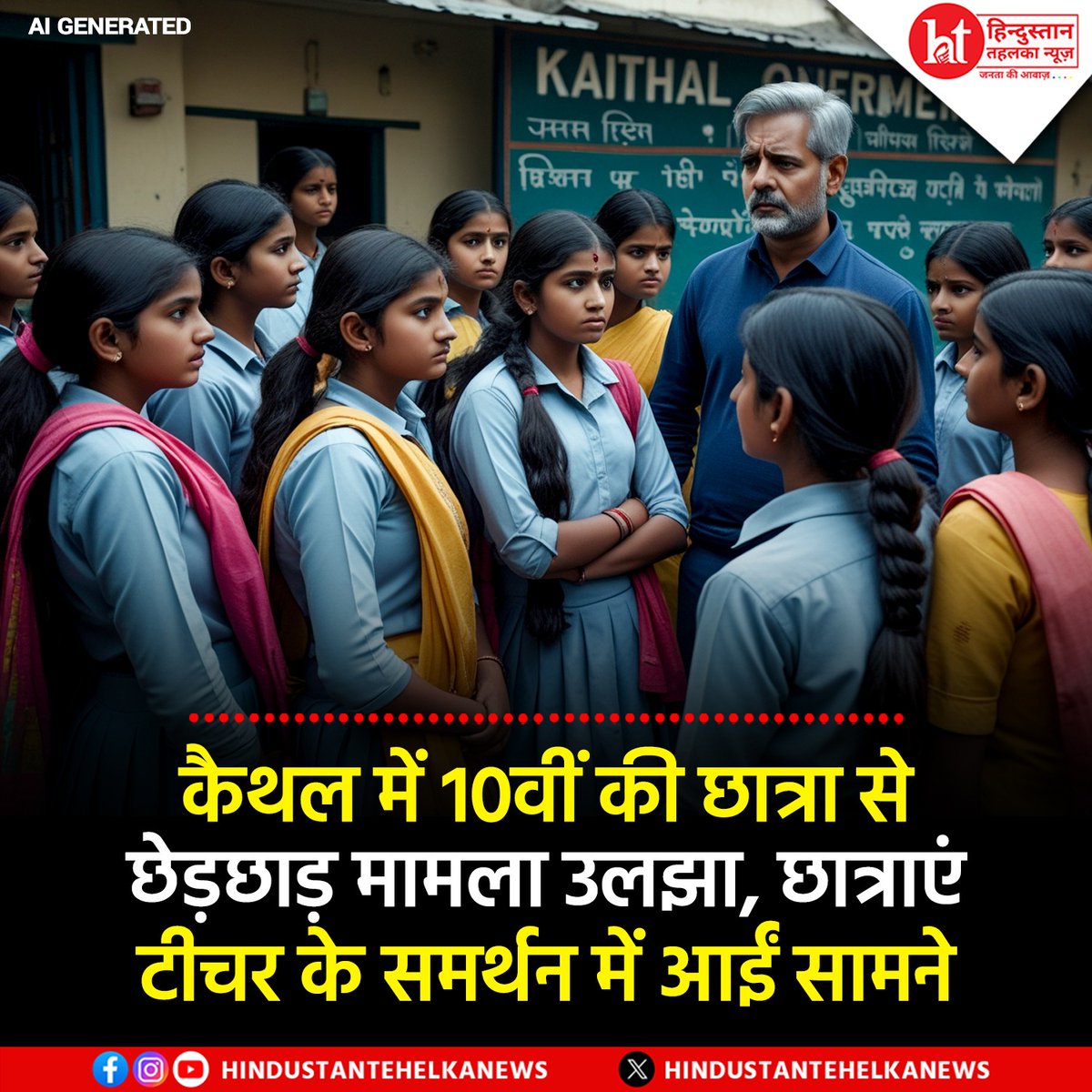 htehelkanews's tweet image. Kaithal News: छात्रा से छेड़छाड़ केस में नया मोड़, आरोपी टीचर के समर्थन में उतरीं छात्राएं, स्कूल बंद

#KaithalNews #TeacherSupport #SchoolProtest #KaithalCase #HaryanaNews
#BreakingNews #StudentProtest #AccusedTeacher #LatestHindiNews #KaithalUpdate #HaryanaUpdates