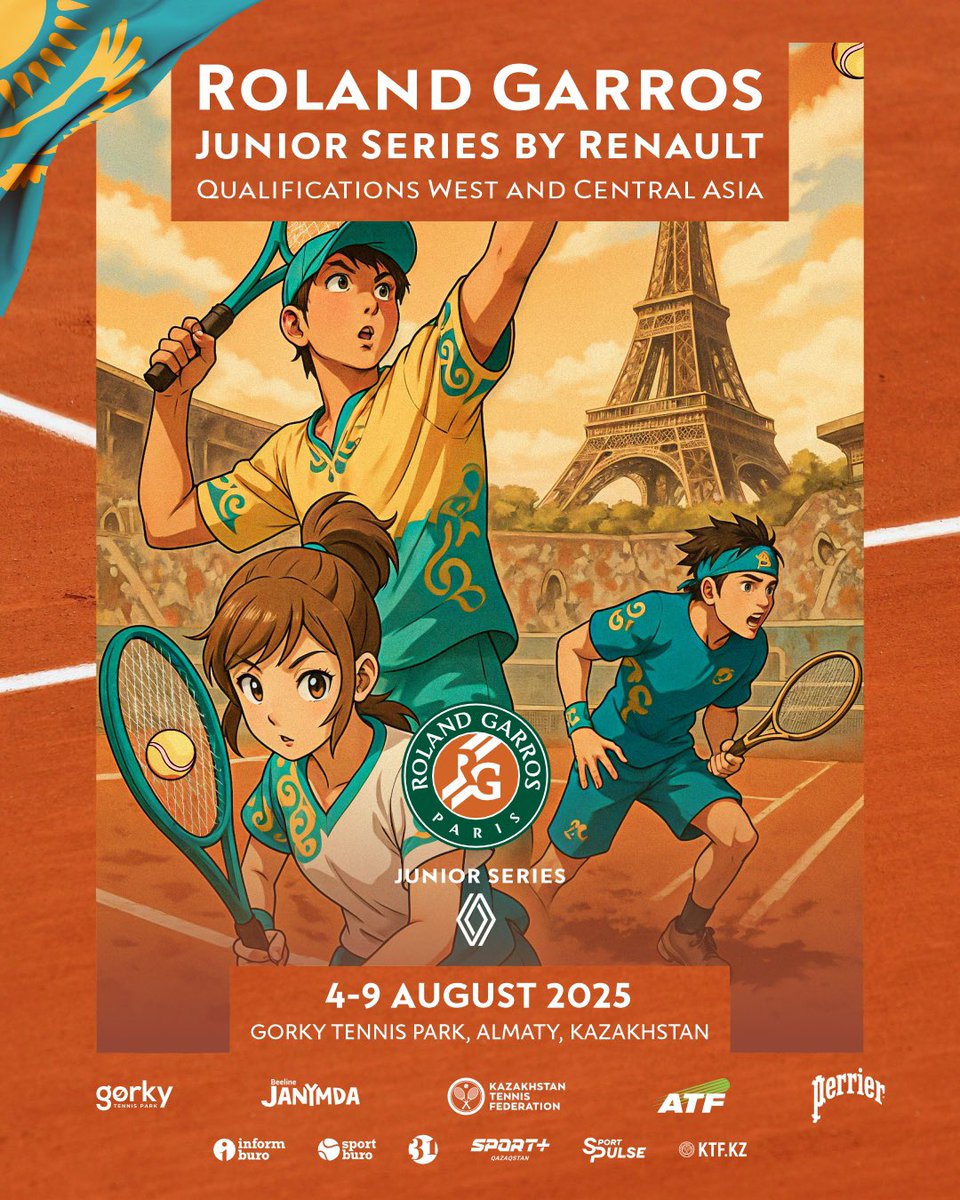 ktf_kz's tweet image. 🎾 Roland Garros Junior Series by Renault Qualifications West and Central Asia 

🗓️ 4-9 Тамыз, 2024
📍Gorky Tennis Park, Алматы қаласы 

🎫 кіру тегін

#RolandGarros

———

Beeline Janymda. Матчтарды көріп, алған әсеріңізді кез келген жерде бөлісіңіз!