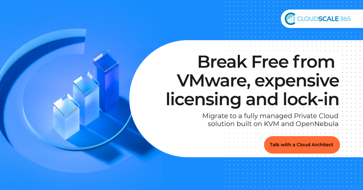 cloudscale365's tweet image. Tired of VMware’s cost &amp;amp; complexity?
Meet your alternative: a fully managed Private Cloud from CloudScale365—built on KVM + OpenNebula.
Bare-metal performance. Open-source flexibility. Total control.
cloudscale365.com/get-in-touch/
 #VMwareAlternative #PrivateCloud #OpenNebula