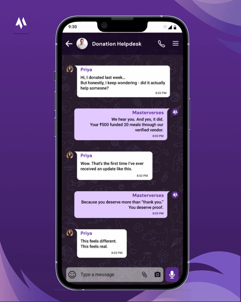 “This feels different. This feels real.”
That’s what happens when your donation doesn’t disappear…
but shows up with proof.

At Masterverses, we believe you deserve more than “thank you.”
You deserve transparency.

#VerifiedGiving #DonationWithProof #Masterverses