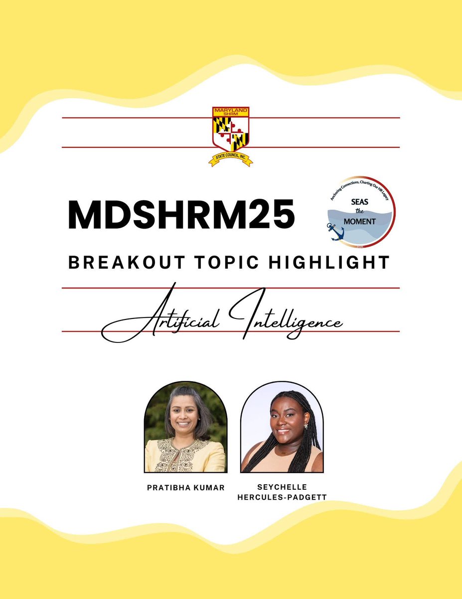 #ArtificialIntelligence is already reshaping #HR. Are you ready? Explore the potential, the pitfalls, and the practical use cases of #AI in the workplace at #MDSHRM!

marylandshrm.org/Program_Overvi…

#MarylandSHRM #HRConference #HREvent #HRCommunity #HRNetwork #HRProfessionals #HR