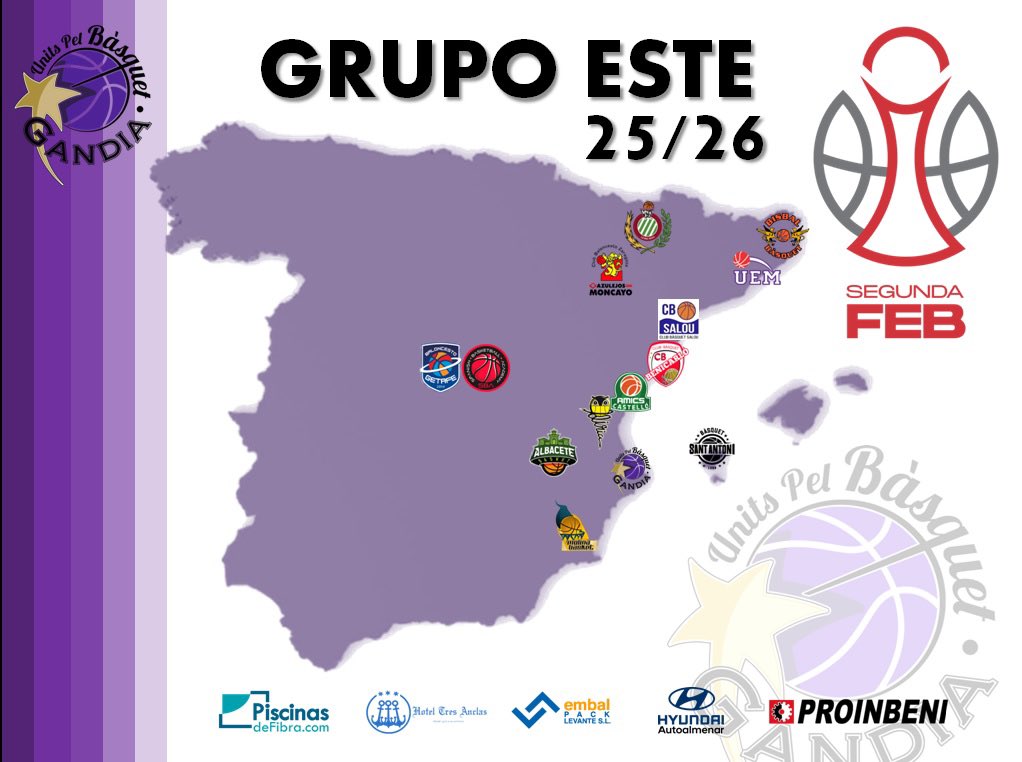 𝟭º 𝗘𝗤𝗨𝗜𝗣𝗢 | 🏀

✅𝗚𝗥𝗨𝗣𝗢 𝗘𝗦𝗧𝗘:
🗺️🧳🚌✈️𝗡𝘂𝗲𝘀𝘁𝗿𝗼 𝗥𝗢𝗔𝗗 𝗠𝗔𝗣 𝗲𝗻 𝗦𝗲𝗴𝘂𝗻𝗱𝗮 𝗙𝗘𝗕.

4️⃣Equipos valencianos
3️⃣Equipos catalanes
2️⃣Equipos aragoneses
2️⃣Equipos madrileños
1️⃣Equipo manchego
1️⃣Equipo murciano
1️⃣Equipo Balear

#UNITSCREIXEM 💜
<a href="/fbcv_es/">FBCV</a>