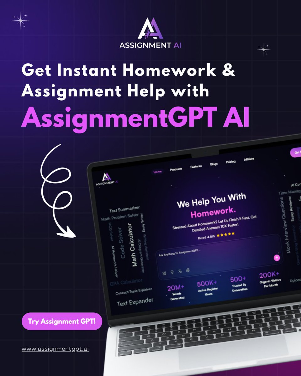 AssignmentGptAI's tweet image. 🎓 Instant Homework Help for Students – Powered by AssignmentGPT AI 📚
.
📍 Boost your grades the smart way!
💻 Try now 👉 assignmentgpt.ai
.
#assignmentgptai #homeworkhelp #studentlife #aiassistant #aiforstudents
#studysmart #collegelife #instantassignmenthelp #gpttools