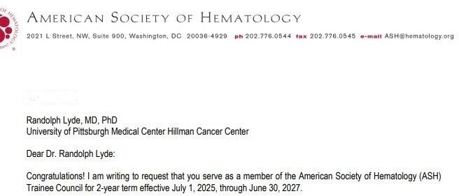 Thrilled to share that I’ve been accepted to the <a href="/ASH_hematology/">ASH</a> Trainee Council! Grateful for the opportunity to help shape the future of hematology alongside such amazing peers 🩸👨🏽‍⚕️🩺. Looking forward to the work ahead! #ASH #Hematology #Oncology