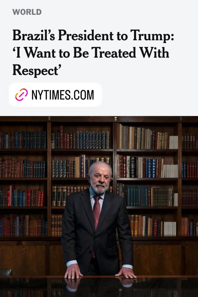 Lula no New York Times: “Quero ser tratado com respeito”. A nossa soberania é inegociável.