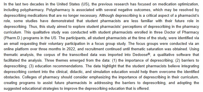 💊 How can we better teach deprescribing in pharmacy education?

This study by Devin Scott et al. offers curriculum recommendations based on focus group insights.
Cited 7 times!
📖 mdpi.com/2039-7283/13/2…
#Deprescribing #PharmacyEducation #ClinicsAndPractice