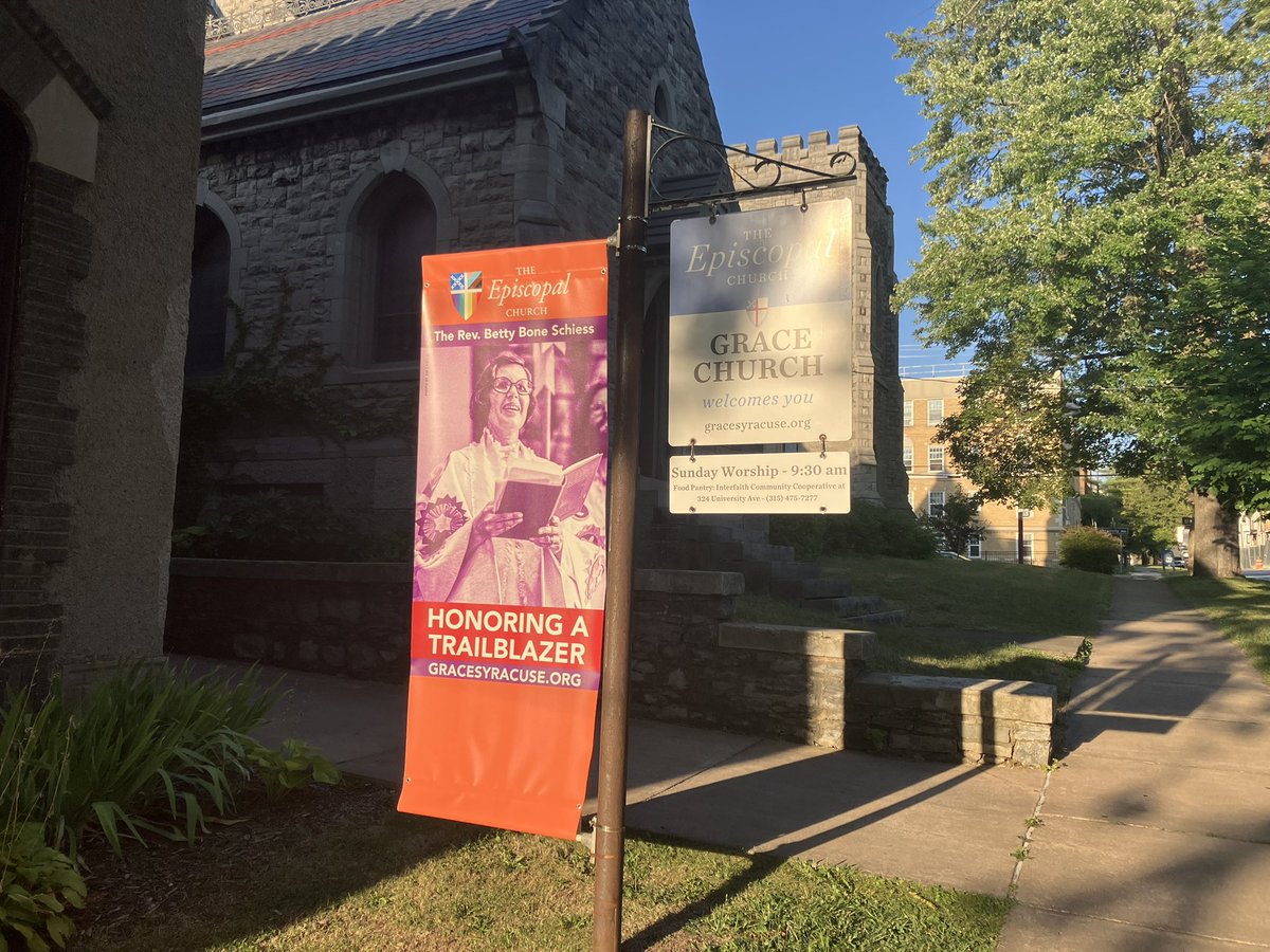 Everyday small world stuff in Syracuse. Went to Grace Episcopal last night for 50th year remembrance of Rev. Betty Bone Schiess’ first Eucharist, as groundbreaking priest. Turn around during sign of peace to see former city councilor Mike Atkins - 76 now, Grace member for life.