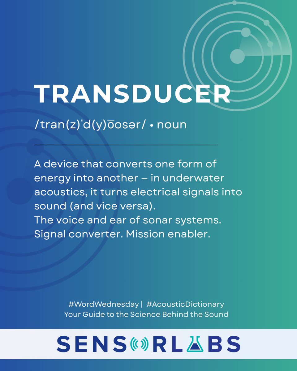 🔊 #WordWednesday: Transducer
A device that converts energy forms. In sonar, it’s the “voice” &amp; “ear,” turning signals ↔ sound.
🎧 Enables:
• Underwater comms
• Sonar detection
• Ocean research

👉 sensortechcanada.com/products/

#AcousticDictionary #SonarTech