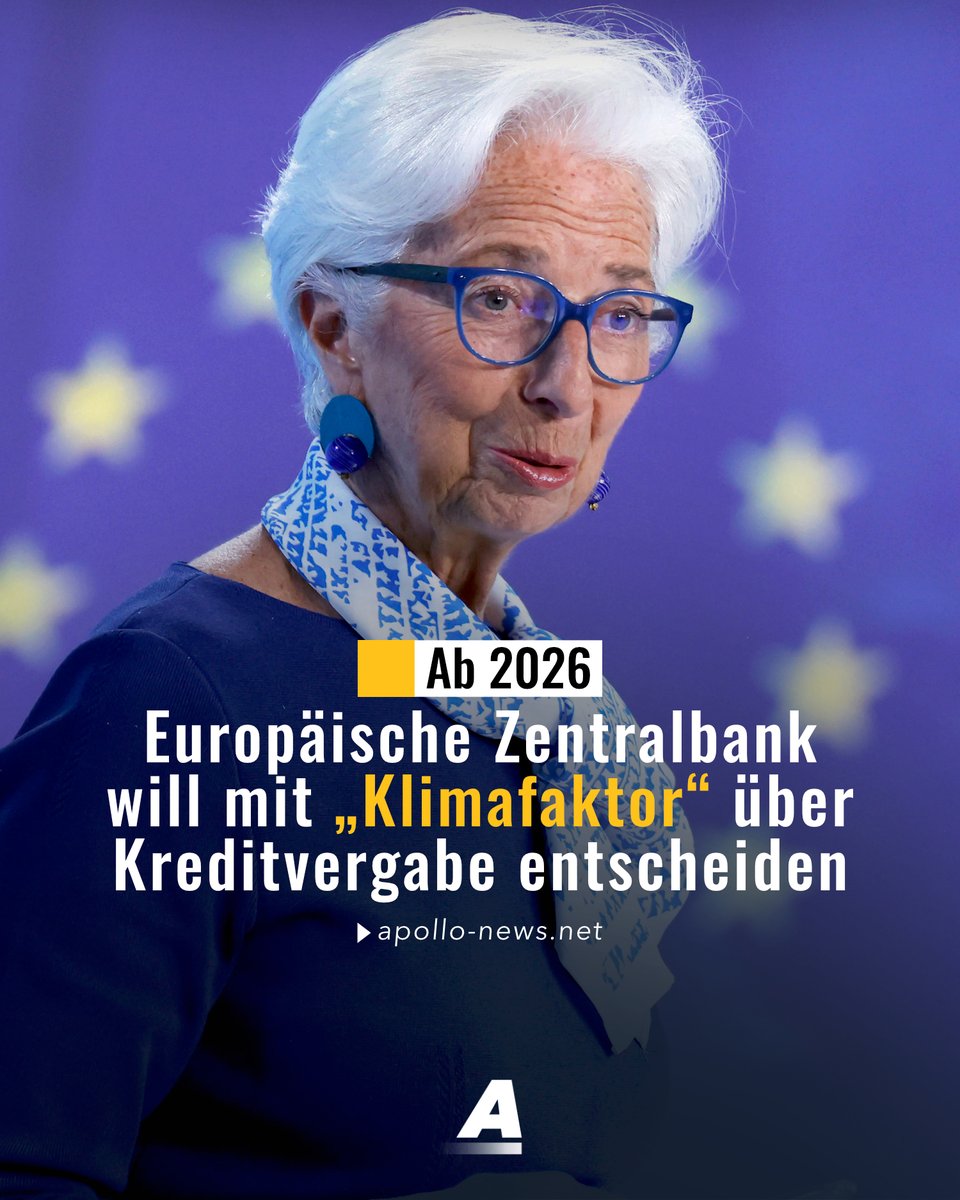 Die Europäische Zentralbank will einen „Klimafaktor“ bei der Kreditvergabe einführen. Das könnte dazu führen, dass Banken weniger Kredite an Unternehmen geben, die als klimaschädlich gelten. apollo-news.net/ezb-will-mit-k…