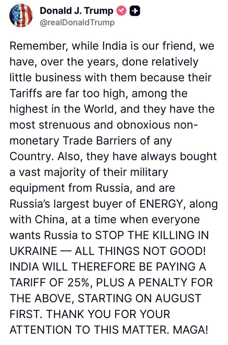 Manish Tewari (@manishtewari) on Twitter photo The <a href="/realDonaldTrump/">Donald J. Trump</a> has perhaps given the biggest tribute to Indian strategic exceptionalism and strategic autonomy now stretching back to 1947.
The Policy of Non alignment that was put in place by India’s first Prime Minister Jawahar Lal Nehru now called multi alignment and The <a href="/realDonaldTrump/">Donald J. Trump</a> has perhaps given the biggest tribute to Indian strategic exceptionalism and strategic autonomy now stretching back to 1947.
The Policy of Non alignment that was put in place by India’s first Prime Minister Jawahar Lal Nehru now called multi alignment and