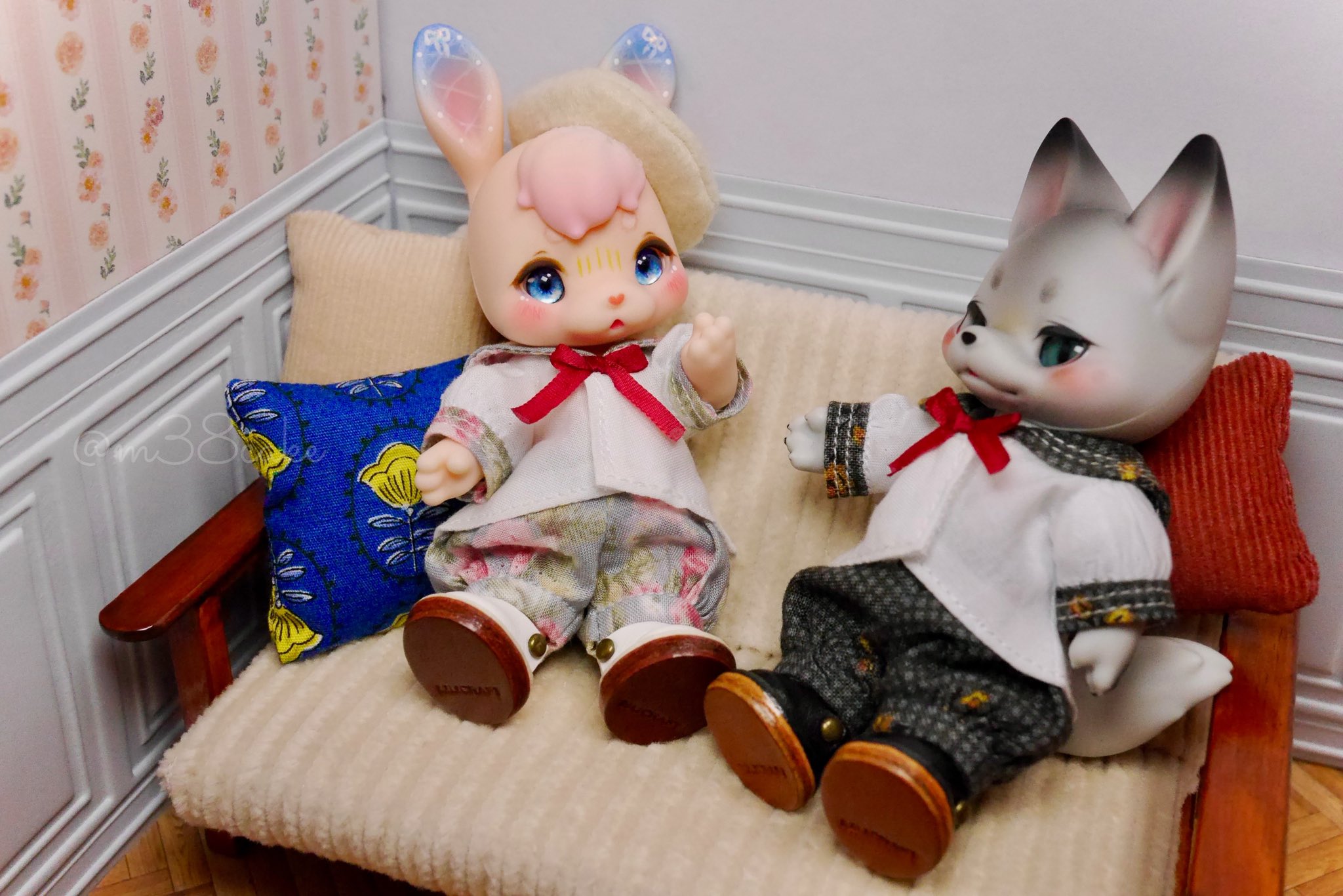 1/4サイズ ねこちゃん腕章 セーラー服 ピンク アウトフィット チョーカー 1/4サイズ ねこちゃん腕章 セーラー服 水色 アウトフィット