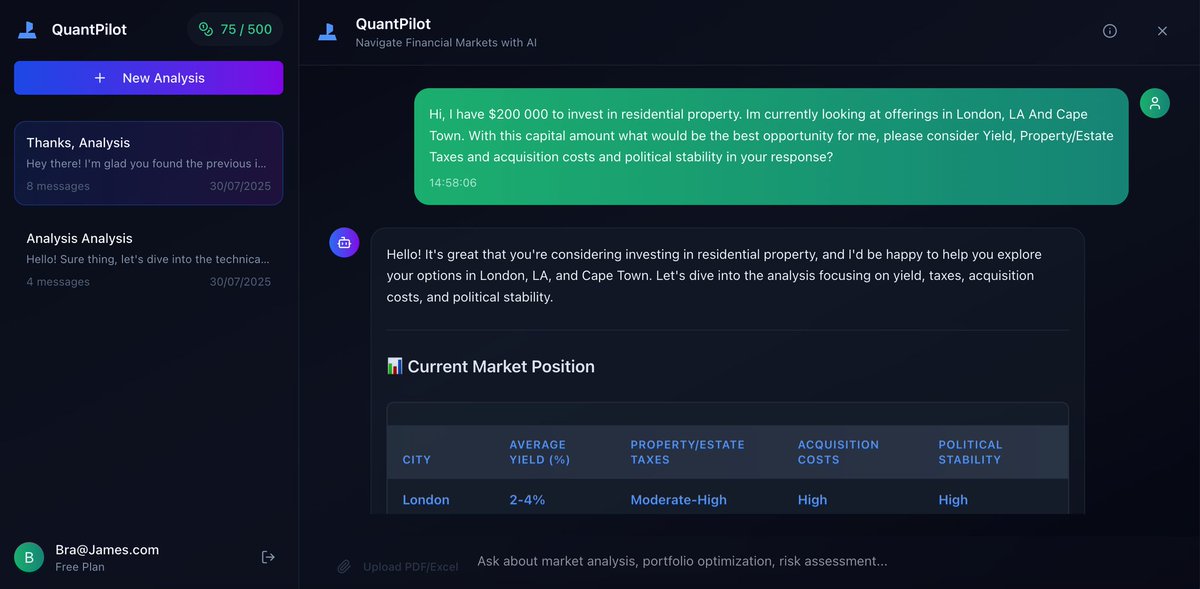 Quantpilot11724's tweet image. QuantPilot — the AI co-pilot built to decode your finances and now even answer your PROPERTY MARKET questions like a pro! 🏡📊
🚨 And guess what?
We’re giving away 500 FREE TOKENS to early users! 🎉

🆓 Grab your free tokens now ❗️
#Startup #BetaNetwork #AI #GPT4O #QuantPilot