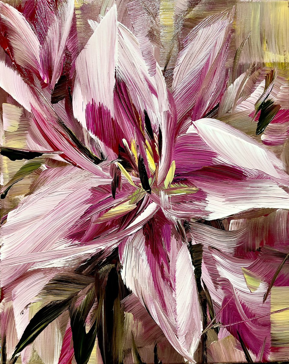 My painting of pink lily