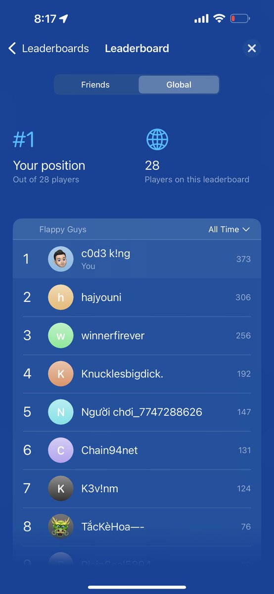Day 1 and we already have 28 players on the board! Let’s go! 🙌🏼

Beta Players go here: testflight.apple.com/join/8aubZqA1

Please leave me feedback! 🙏🏼