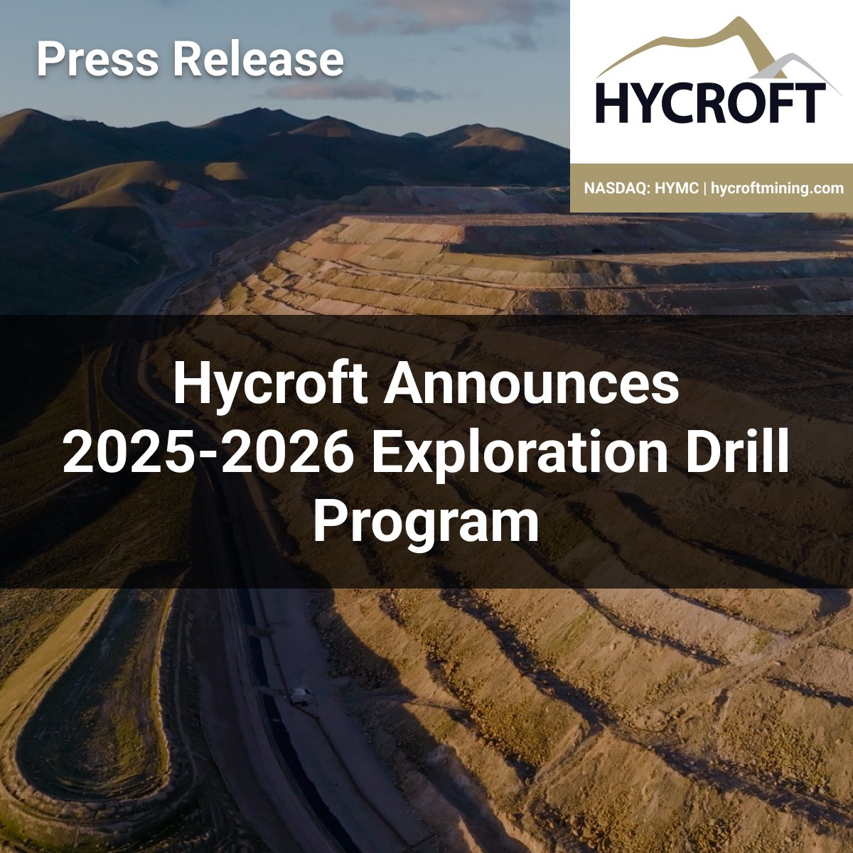 Press Release: Hycroft Announces 2025-2026 Exploration Drill Program

Read the full $HYMC release here: bit.ly/4l2s0PS