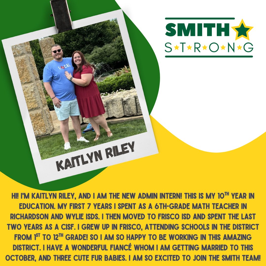 smithelem_Noel's tweet photo. #SMITHSTRONG💪, help us welcome Kaitlyn Riley to Smith Elementary! She will be joining our Administrative team for the 25-26 school year! ⭐️💚 @NoelSmithPTA https://t.co/Y6kl1aD5ER