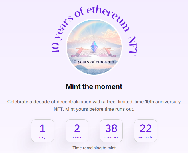 A skoro dzisiaj 10 rocznica $ETH to możecie też wymintować pamiątkowe #NFT na:
ethereum.org/en/10years
