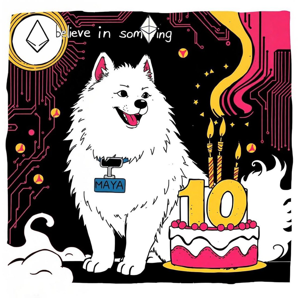 believe in somETHing 💎

$MAYA wishes you a happy 10 years anniversary of ETHEREUM! 🎉
Up to many more years! 🗓️

Join the community now! 📲
t.me/mayasamoyed