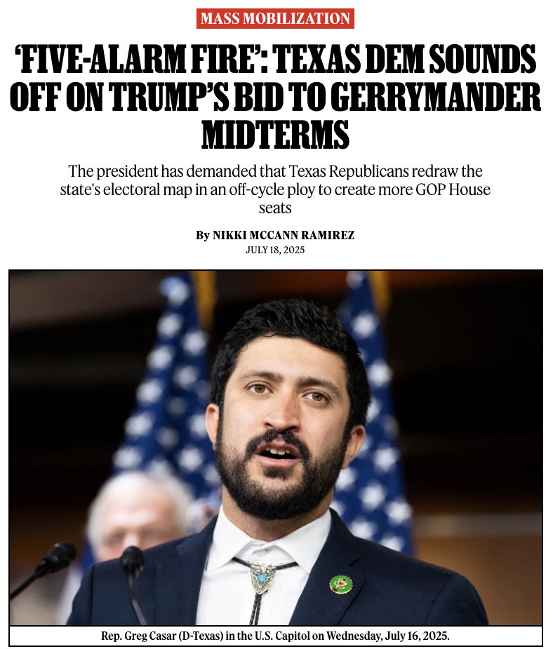 Rolling Stone (@rollingstone) on Twitter photo “This is a five-alarm fire, what’s happening in Texas,” <a href="/RepCasar/">Congressman Greg Casar</a>, Chair of the Congressional Progressive Caucus, tells Rolling Stone.
“Donald Trump has already said that if he does this to Texas, he wants to do this all across the country.”
Story: rollingstone.com/politics/polit… “This is a five-alarm fire, what’s happening in Texas,” <a href="/RepCasar/">Congressman Greg Casar</a>, Chair of the Congressional Progressive Caucus, tells Rolling Stone.
“Donald Trump has already said that if he does this to Texas, he wants to do this all across the country.”
Story: rollingstone.com/politics/polit…