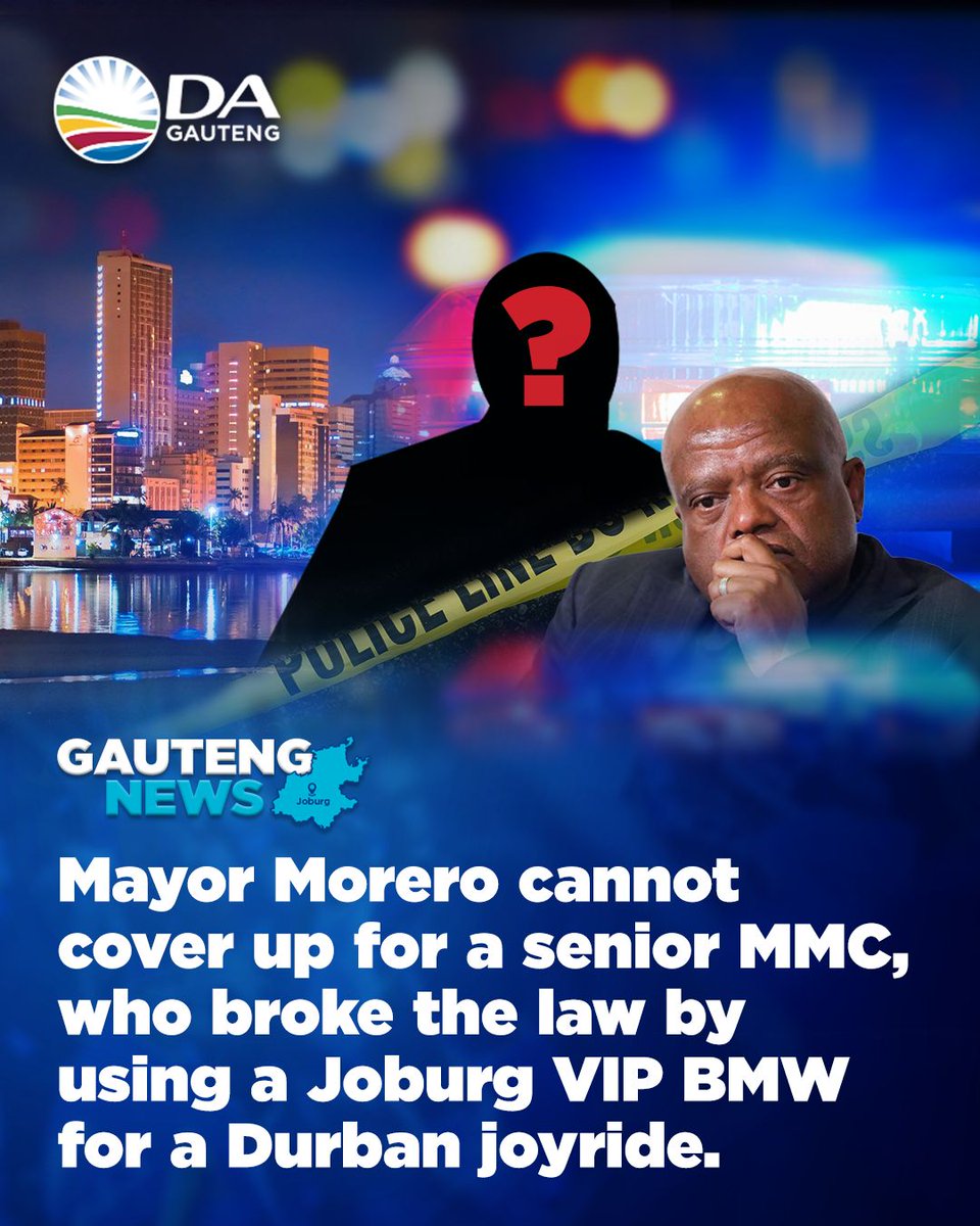 ❌💸 Joburg residents’ hard-earned tax money is taken for a ride. While Joburg is suffering from a lack of services, one of its MMCs was spotted driving the city-owned VIP vehicle in Durban for personal and political use, using the city’s petrol card. Not only is this unlawful,