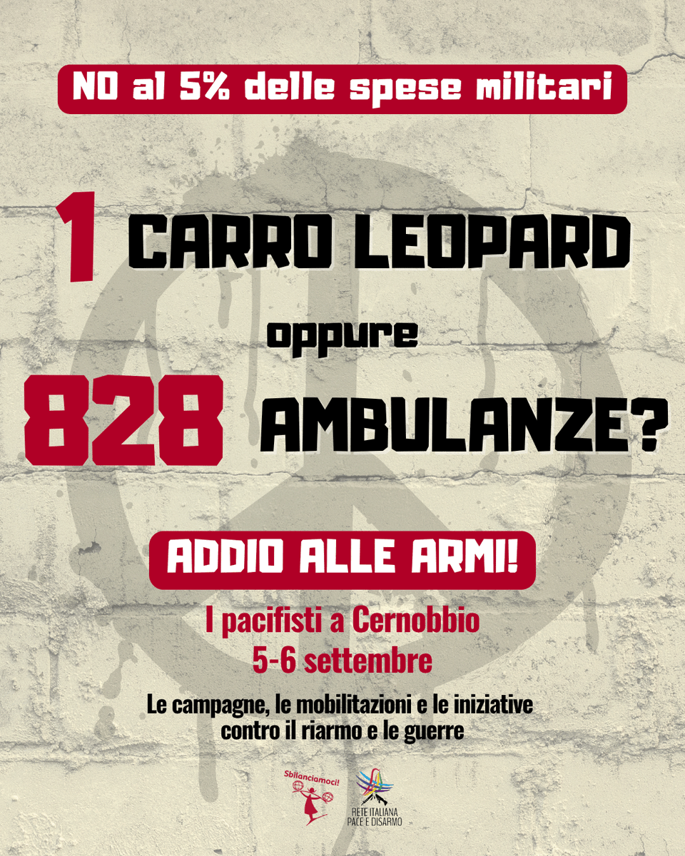 Daniele Trovato ☮️ (@aramcheck76) on Twitter photo Bravi <a href="/RetePaceDisarmo/">Rete Italiana Pace e Disarmo</a>, questo tipo di equivalenze sono utili ed efficaci dal punto di vista comunicativo per dare il quadro di cosa significa il riarmo in termini economici e di mancate opportunità per i cittadini. Bravi <a href="/RetePaceDisarmo/">Rete Italiana Pace e Disarmo</a>, questo tipo di equivalenze sono utili ed efficaci dal punto di vista comunicativo per dare il quadro di cosa significa il riarmo in termini economici e di mancate opportunità per i cittadini.