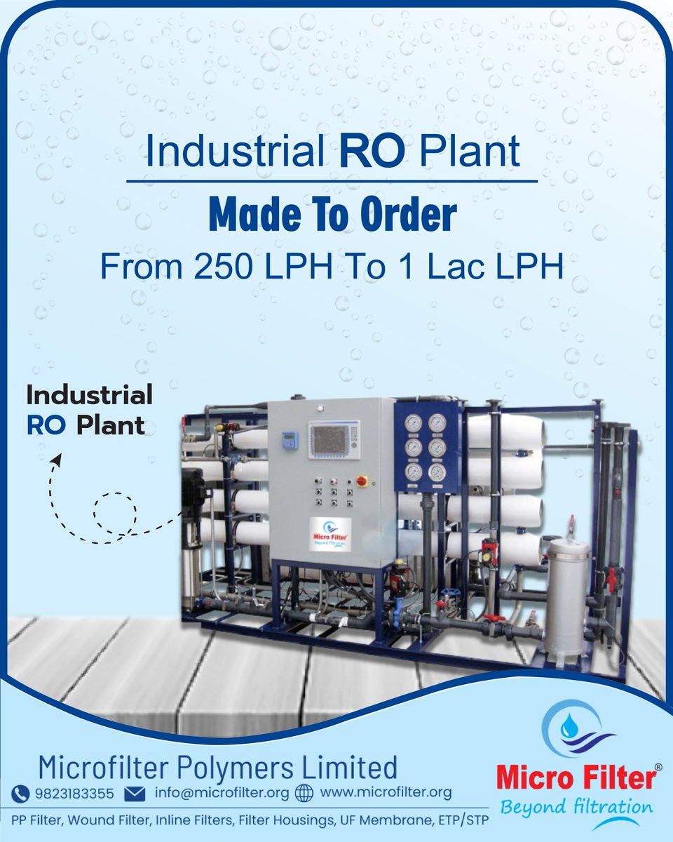 MicroFilterX's tweet image. 💧 Looking for a high-capacity, reliable Industrial RO Plant?
Microfilter Polymers Ltd. offers custom-built RO Plants — from 250 LPH to 1,00,000 LPH.
 🌐 microfilter.org | 📞9823183355
#IndustrialROPlant #WaterPurification #MicrofilterPolymers #ROSolutions #CustomROPlant