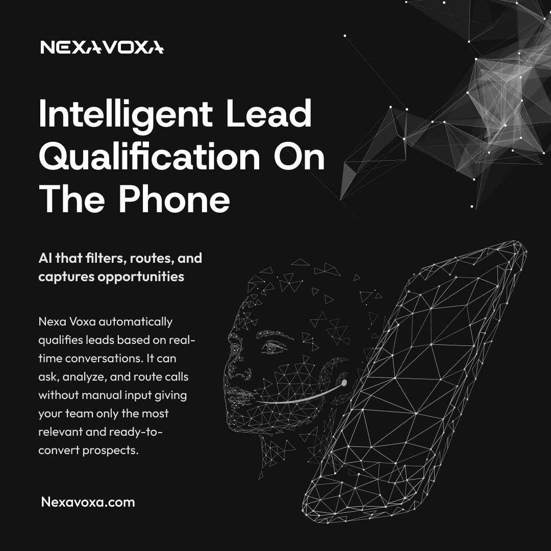 nexavoxa's tweet photo. @Nexavoxa  AI-powered lead qualification that filters, routes, and captures opportunities in real-time. Analyzes calls and delivers ready-to-convert prospects without manual input!

#NexaVoxa #AI #LeadQualification https://t.co/XedztZxqsT

https://t.co/XedztZxqsT https://t.co/BEVwq4p24S