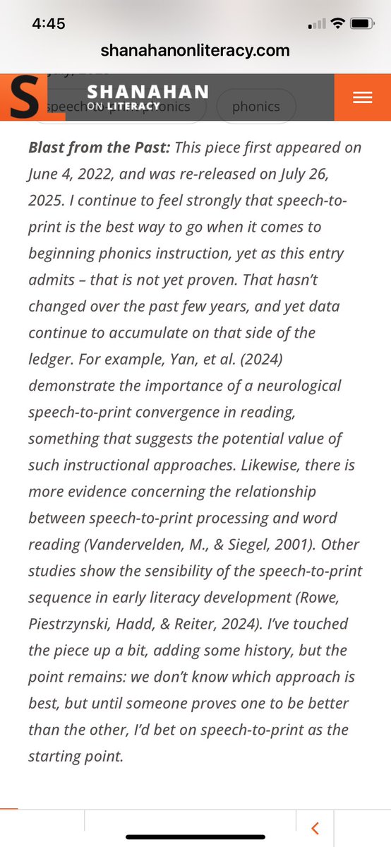 Jo-Anne Gross (@rplusdyslexia) on Twitter photo From <a href="/ReadingShanahan/">Timothy Shanahan</a> today
Speech to Print
<a href="/LindaSiegel1/">Linda Siegel</a>
Getting validation!
It only takes a lifetimeā¦
I would add that Dr.Ehriās research on orthographic mapping and āSpelling is the bondā was my pathway to improved results after my OG training.
Results soared! From <a href="/ReadingShanahan/">Timothy Shanahan</a> today
Speech to Print
<a href="/LindaSiegel1/">Linda Siegel</a>
Getting validation!
It only takes a lifetimeā¦
I would add that Dr.Ehriās research on orthographic mapping and āSpelling is the bondā was my pathway to improved results after my OG training.
Results soared!