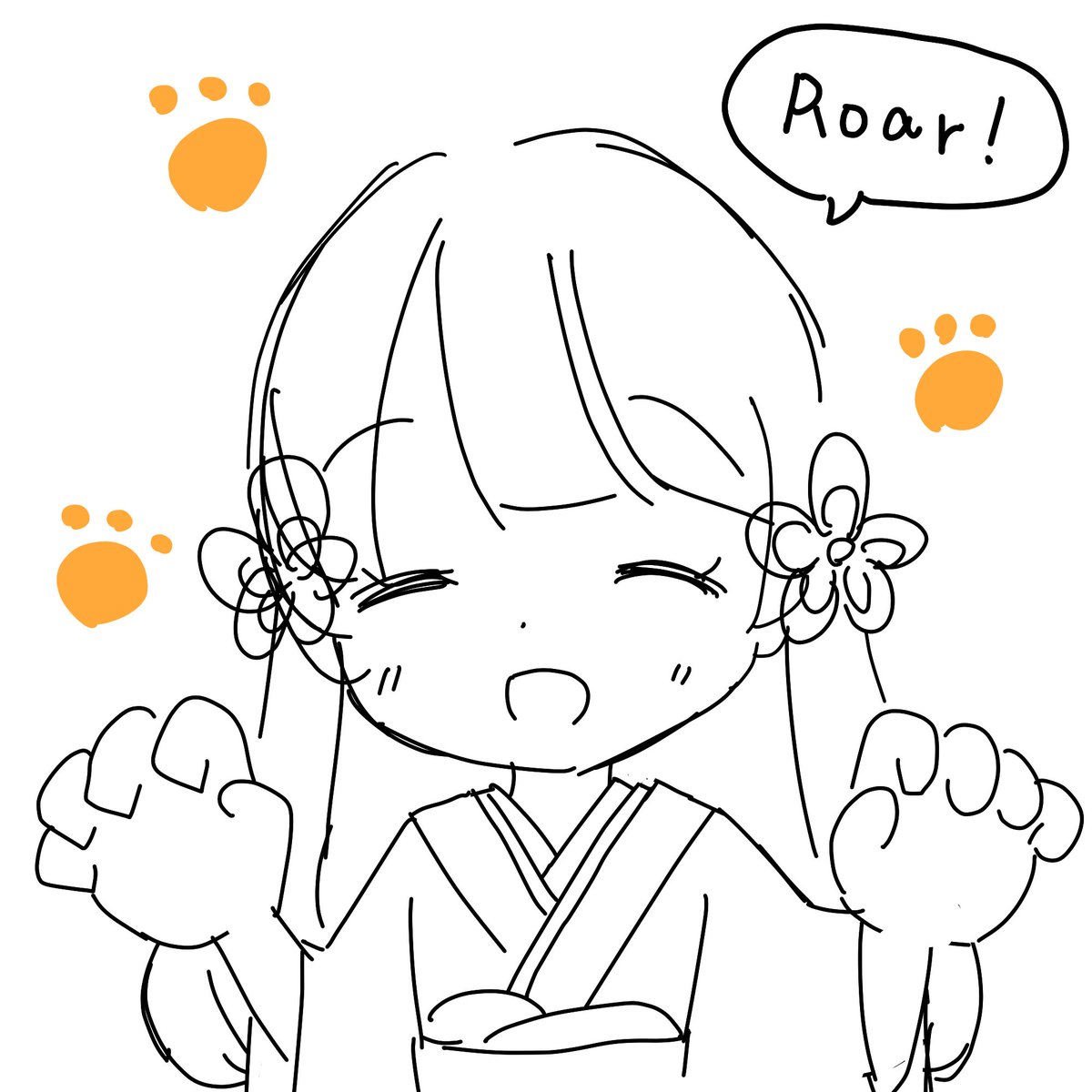 つくよみちゃん公式のLINEスタンプ第二弾のラフを公開！

No.14「がおー！」海外版