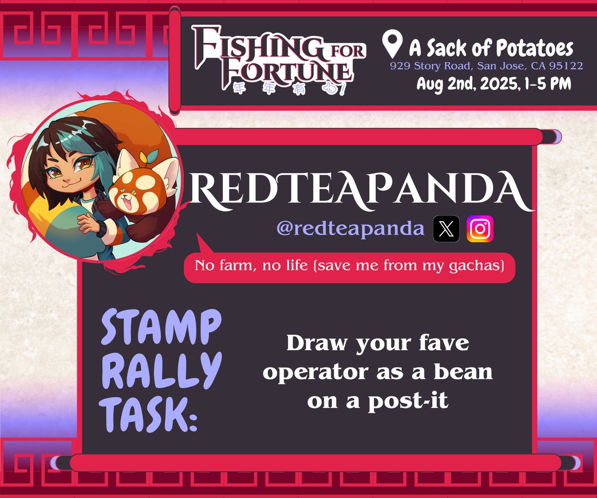 Catch <a href="/redteapanda/">Berns 🔜 AX Chibi</a> farming (or maybe fishing) at Fishing for Fortune's NorCal location!