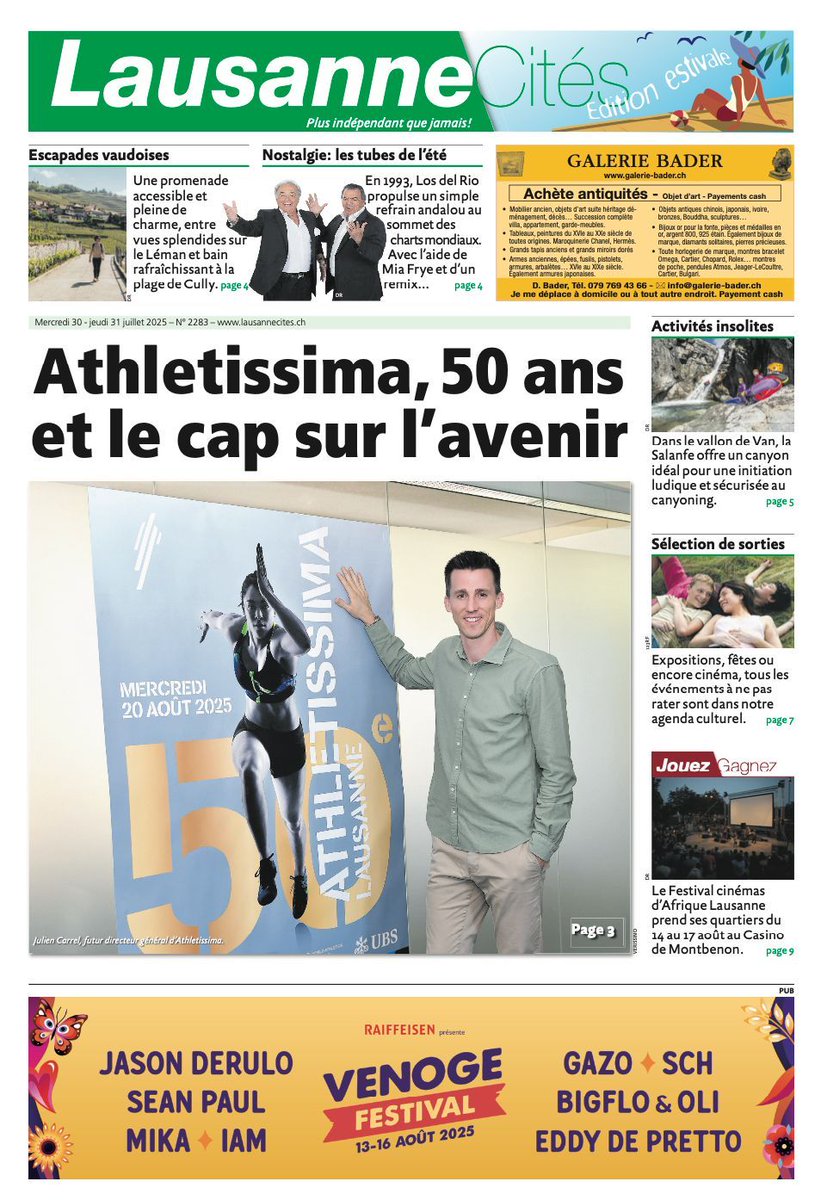 Voici la Une de votre édition de cette semaine, dans laquelle vous retrouverez votre actualité locale. Comme toujours, le journal est disponible à partir d'aujourd'hui dans vos boîtes aux lettres, avec de nombreuses autres infos sur lausannecites.ch