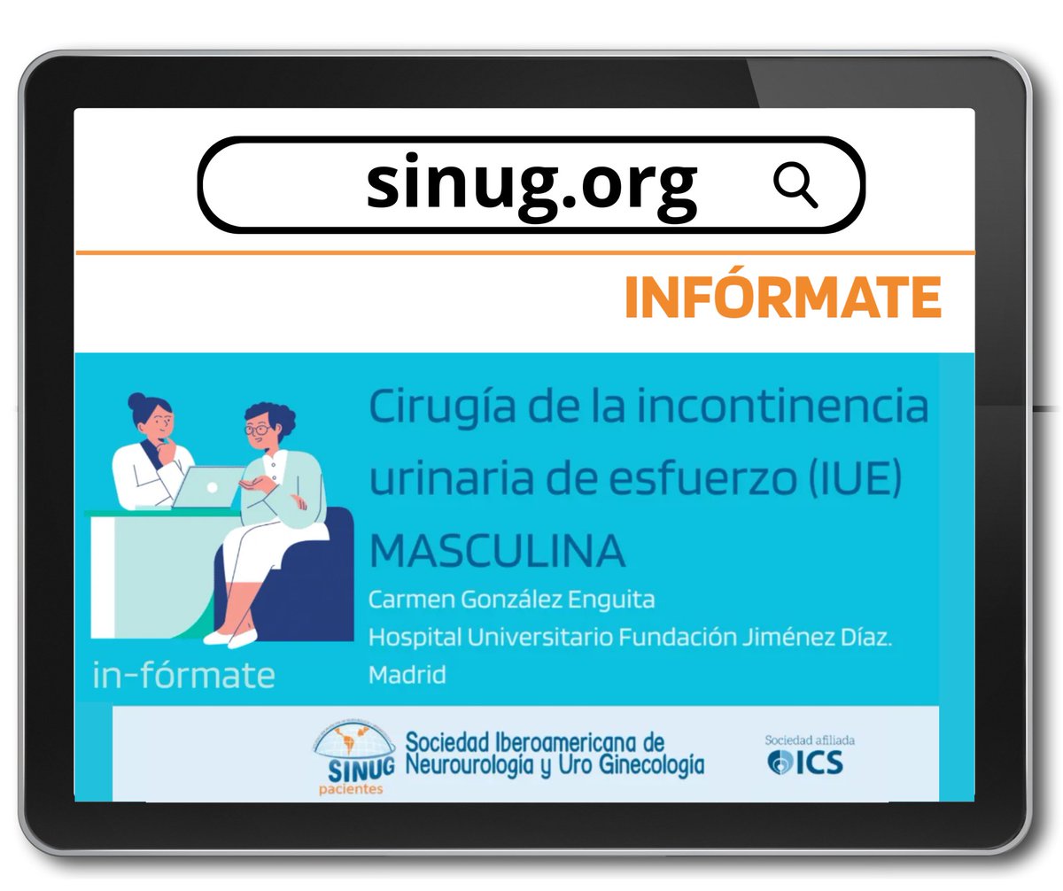 #MiércolesDeSinugPacientes
Desde #SINUG tenemos el compromiso de promover una atención médica centrada en el/la paciente.
ℹ️#InfórmateConSinug: Información contrastada para pacientes. 
💻 Cirugía de la incontinencia urinaria de esfuerzo (IUE) Masculina
👉sinug.org/paciente/cirug…