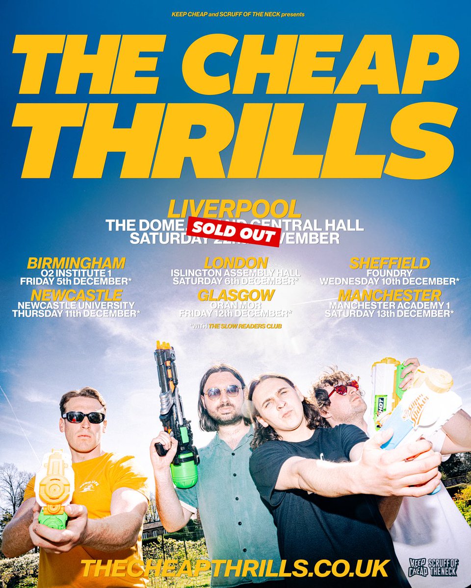 The Cheap Thrills (@thecheapthrills) on Twitter photo Very happy to announce we will be joining <a href="/slowreadersclub/">THE SLOW READERS CLUB</a> on their UK tour this December for our final shows of the year⚡️get down to a show 🫡 Very happy to announce we will be joining <a href="/slowreadersclub/">THE SLOW READERS CLUB</a> on their UK tour this December for our final shows of the year⚡️get down to a show 🫡