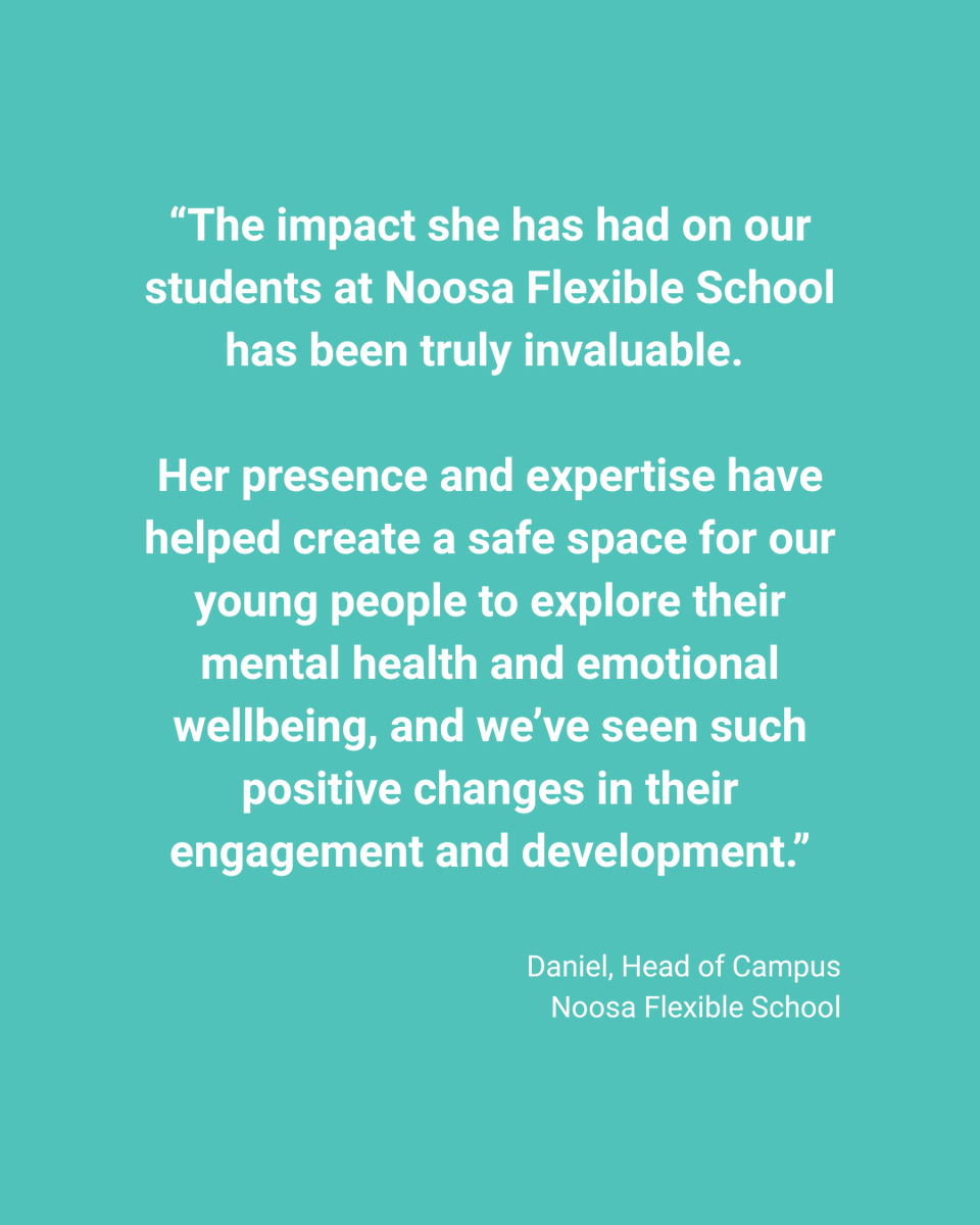 Meet Gigi 💜

Each week, she visits Noosa Flexible School to provide on-site, one-on-one counselling for students.

Thank you Gigi, and Noosa Flexible School, for creating safe and positive spaces for young people to thrive.

 #YouthCounselling #MentalHealthMatters