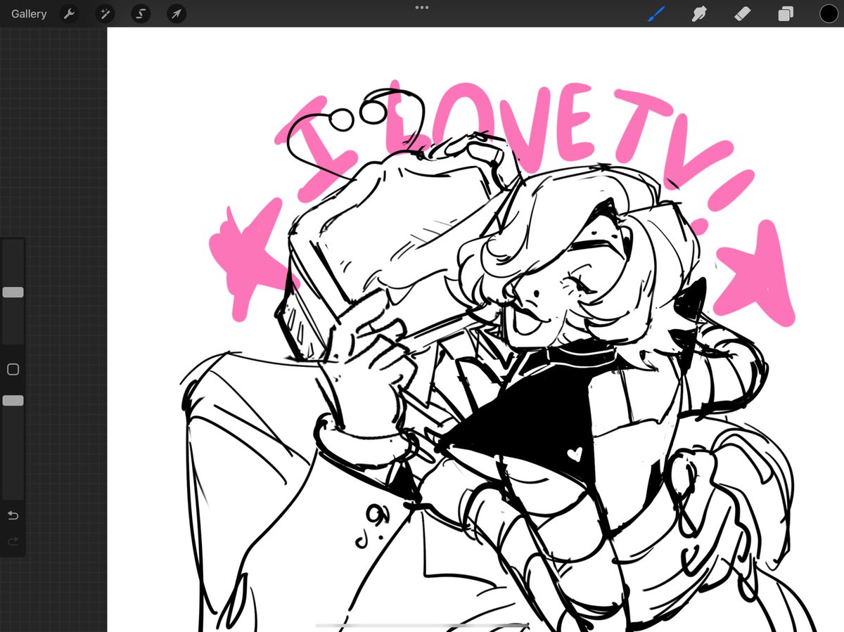 2nd pass sketch..change his antennae into a heart shape bc hes moe like that!!!! might pair this up w smaller 2-3cm buttons 