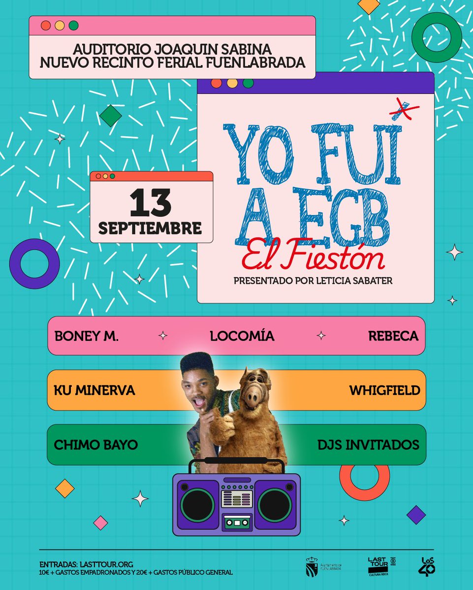 Las entradas para Yo Fuia EGB El Fiestón, el 13 de septiembre en Fuenlabrada, ya están a la venta: lasttour.org/es/agenda/yo-f…